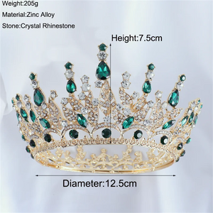 Baroque Crystal Tiaras and Crowns For Women Queen Full Round Diadem Bridal Headpiece Wedding Hair Jewelry Accessories For Women