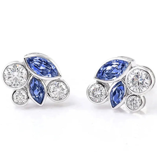 Delicate Stud Earrings with Blue/White Cubic Zirconia Creative Attractive Ear Accessories Charms Versatile Party Jewelry - EUFASHIONBAGS