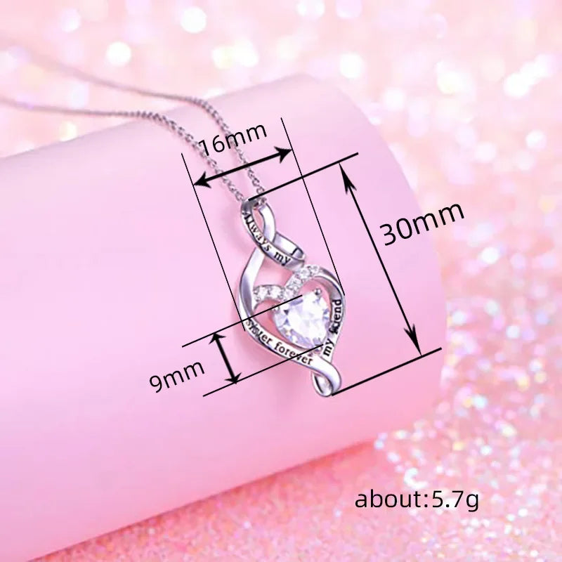 Love Friendship Pendant Necklace for Women Gorgeous Heart Shape Best Friend Letter Accessories Warming Shiny Chic Jewelry