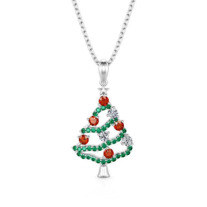 Delicate Christmas Tree Necklace for Female Fashion Party Accessories with Brilliant Zirconia Pendant Exquisite Jewelry