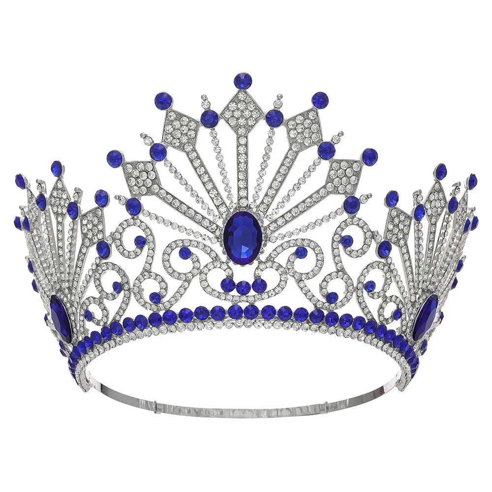 Miss Supranational Big Crystal Geometric Bridal Crown Rhinestone Beauty Pageant Headdress Wedding Dress Hair Jewelry Accessories - EUFASHIONBAGS