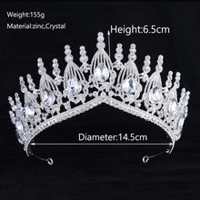 Cargar imagen en el visor de la galería, Crystal Baroque Tiara Crowns For Girl Princess Bride Headpiece Wedding Bridal Hair Jewelry Accessories Women Pageant Prom Diadem