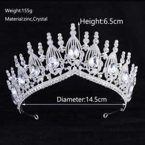 Crystal Baroque Tiara Crowns For Girl Princess Bride Headpiece Wedding Bridal Hair Jewelry Accessories Women Pageant Prom Diadem