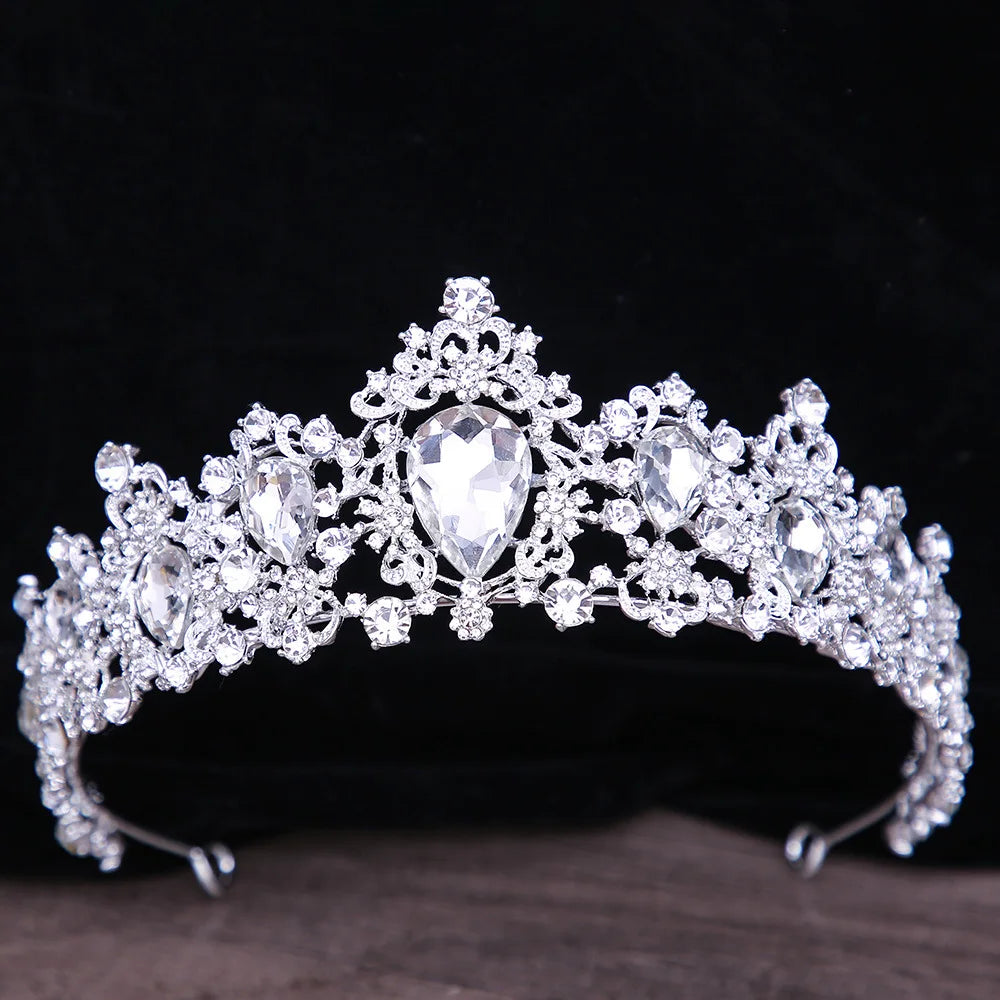 Diverse Silver Color Crystal Pearls Bridal Tiaras Crown Rhinestone Pageant Diadema Collares CZ Headband Wedding Hair Accessories - EUFASHIONBAGS