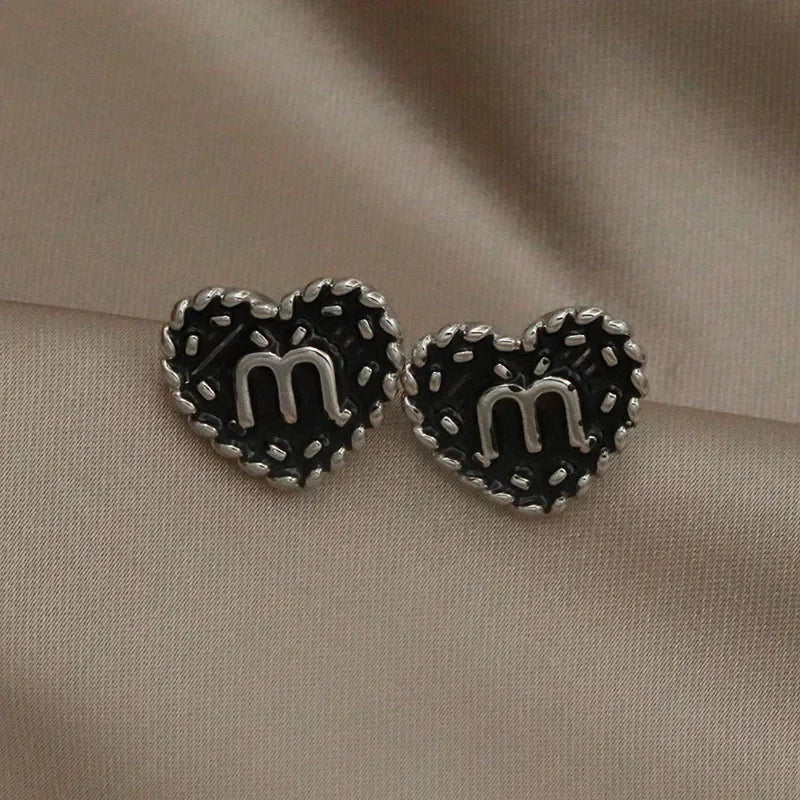 Classic Oil Letter M Crystal Stud Earrings Fashion Brand Jewelry Luxury Zirconia  Earrings for Women Party Accessories