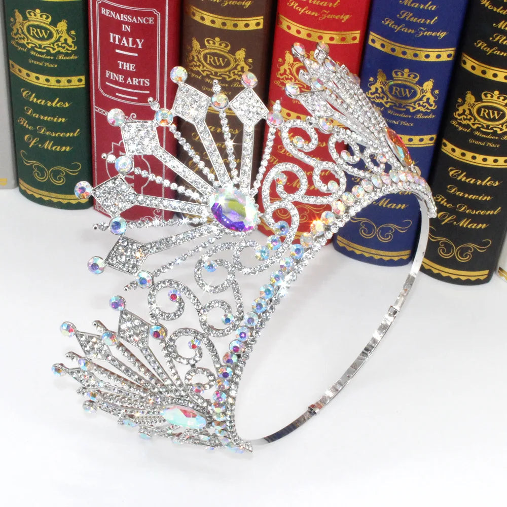 Miss Supranational Big Crystal Geometric Bridal Crown Rhinestone Beauty Pageant Headdress Wedding Dress Hair Jewelry Accessories