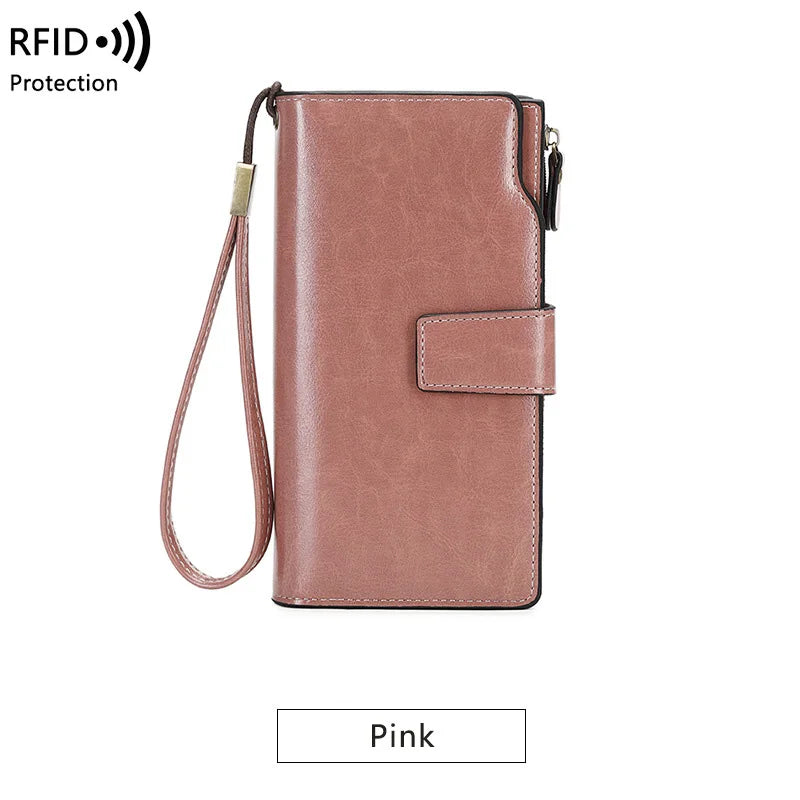 Women Long Wallet PU Leather Theftproof Swipe Protection Women's Handbags Luxury Design Card Holders Phone Coin Storage Wallets