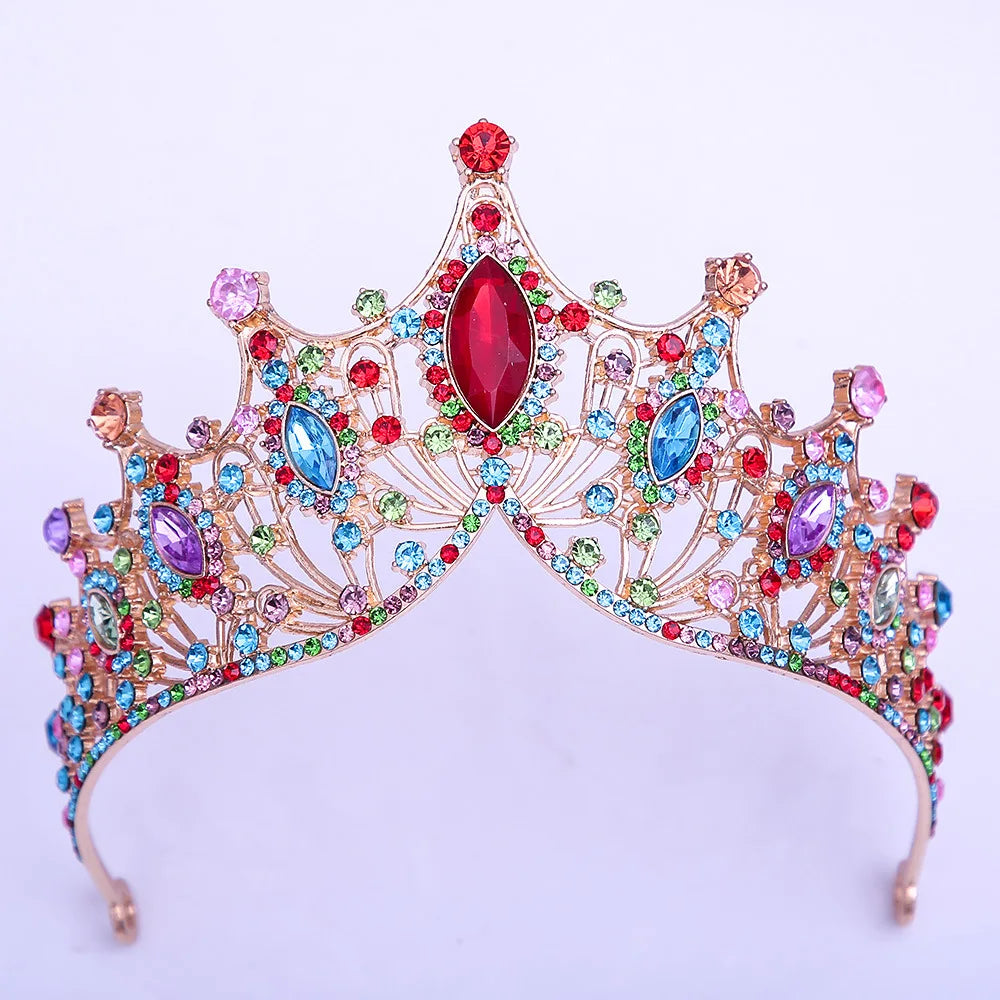 Baroque Luxury Bling Purple Crystal Bridal Tiaras Witch Crowns Women Rhinestone Pageant Diadem Wedding Costume Hair Accessories