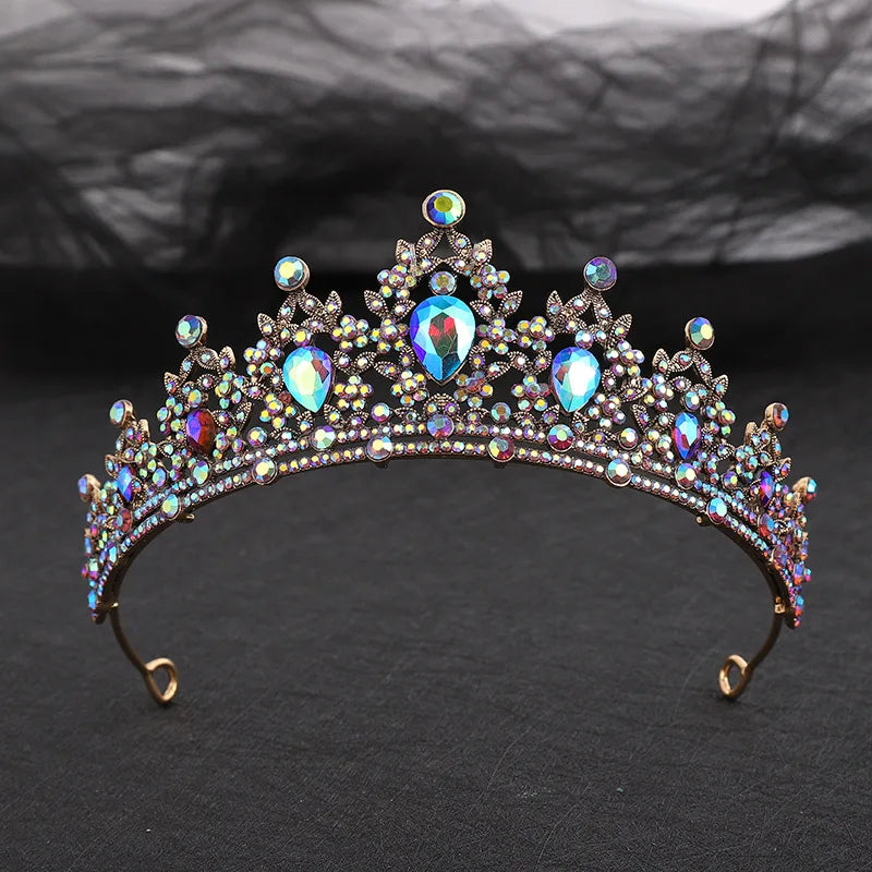 Trendy Crystal Rhinestone Tiaras Crown Wedding Hair Jewelry More Color Bridal Queen Princess Pageant Diadem Women Head Accessory - EUFASHIONBAGS