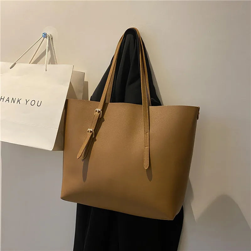 Women's Shoulder Bag PU Large Casual Simplicity Female Tote Bags Adjustable Shoulder Straps Women Handbag