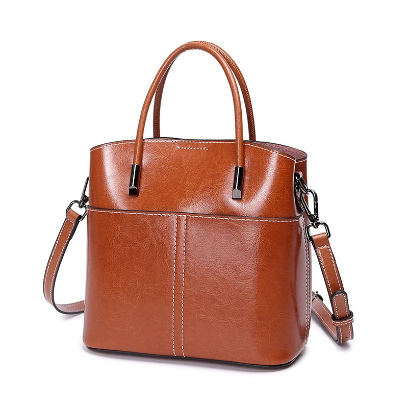 Cowhide Women's Tote Bags Luxury Handbags New Genuine Leather Women Shoulder Crossbody Bag Fashion Female Bucket Bag