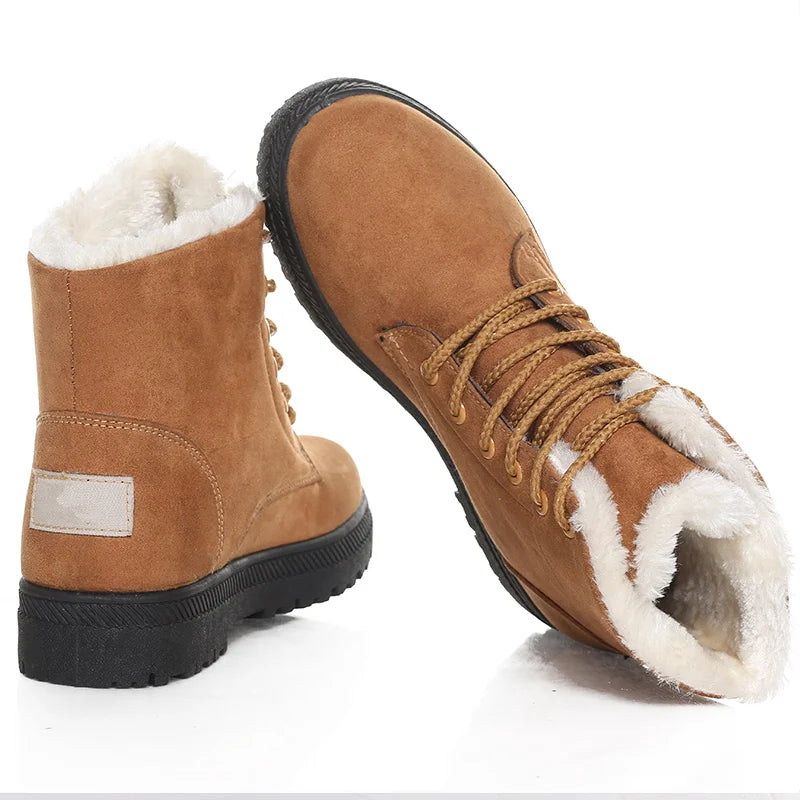 Women Boots For Winter Snow Boots Ankle Winter Shoes Women Fur Botas Mujer Low Heels Short Boot - EUFASHIONBAGS