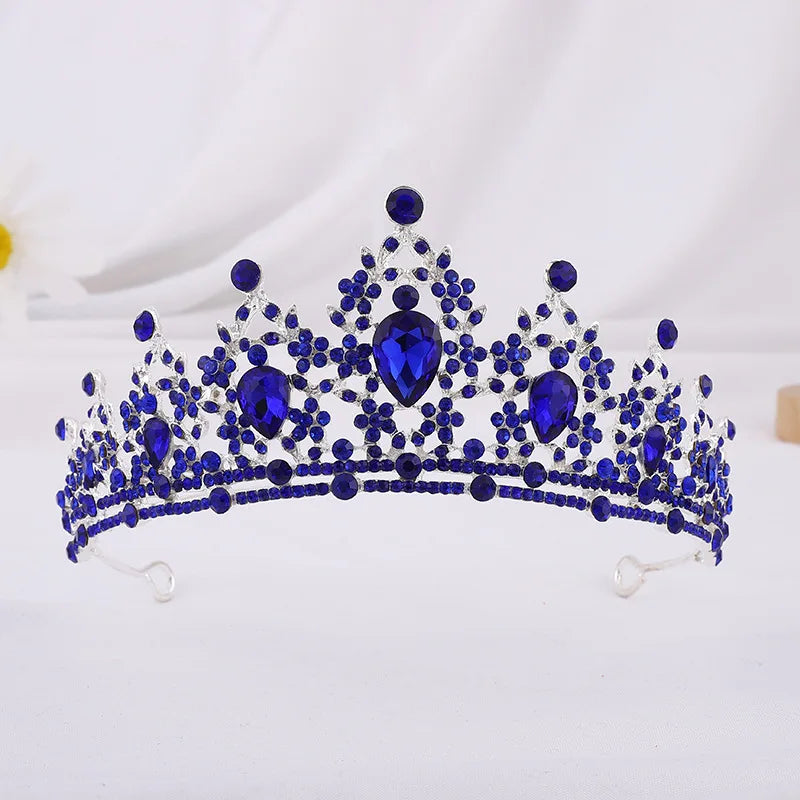 Trendy Crystal Rhinestone Tiaras Crown Wedding Hair Jewelry More Color Bridal Queen Princess Pageant Diadem Women Head Accessory - EUFASHIONBAGS