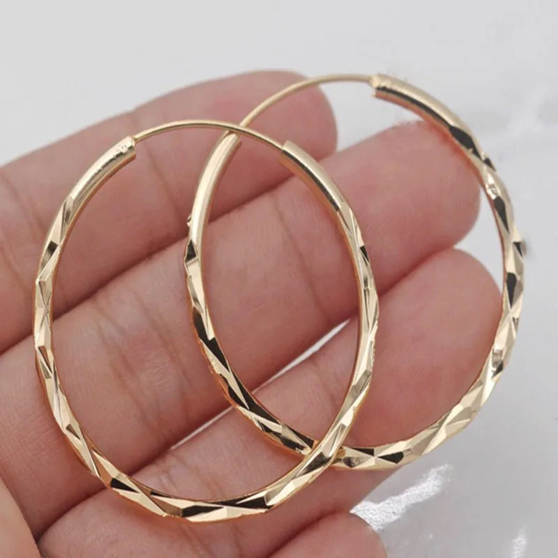 Eternity Women's Hoop Earrings Metal Silver Color/Gold Color Exquisite Texture Circle Earrings Versatile Classic Jewelry