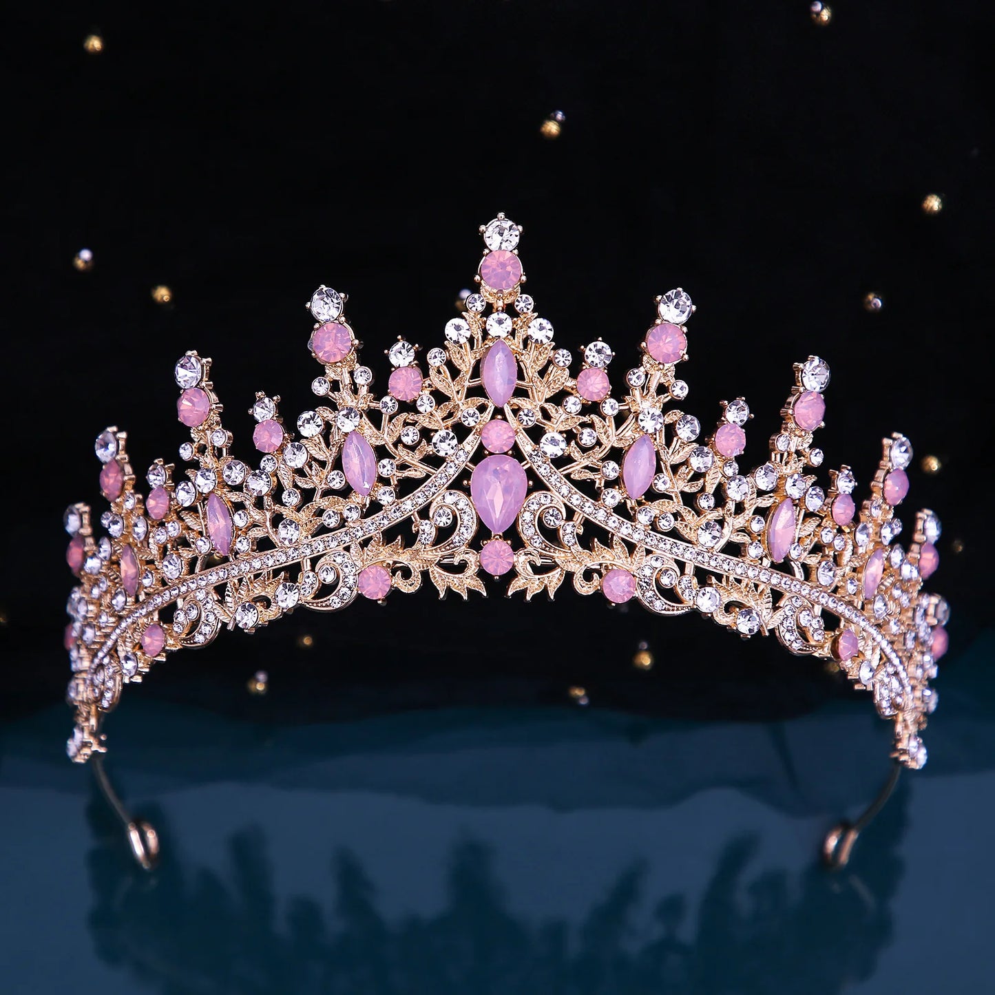 Many Styles Baroque Pink Blue Green White Opal Crystal Bridal Tiaras Crown Gold Color Rhinestone Pageant Diadem Hair Accessories - EUFASHIONBAGS