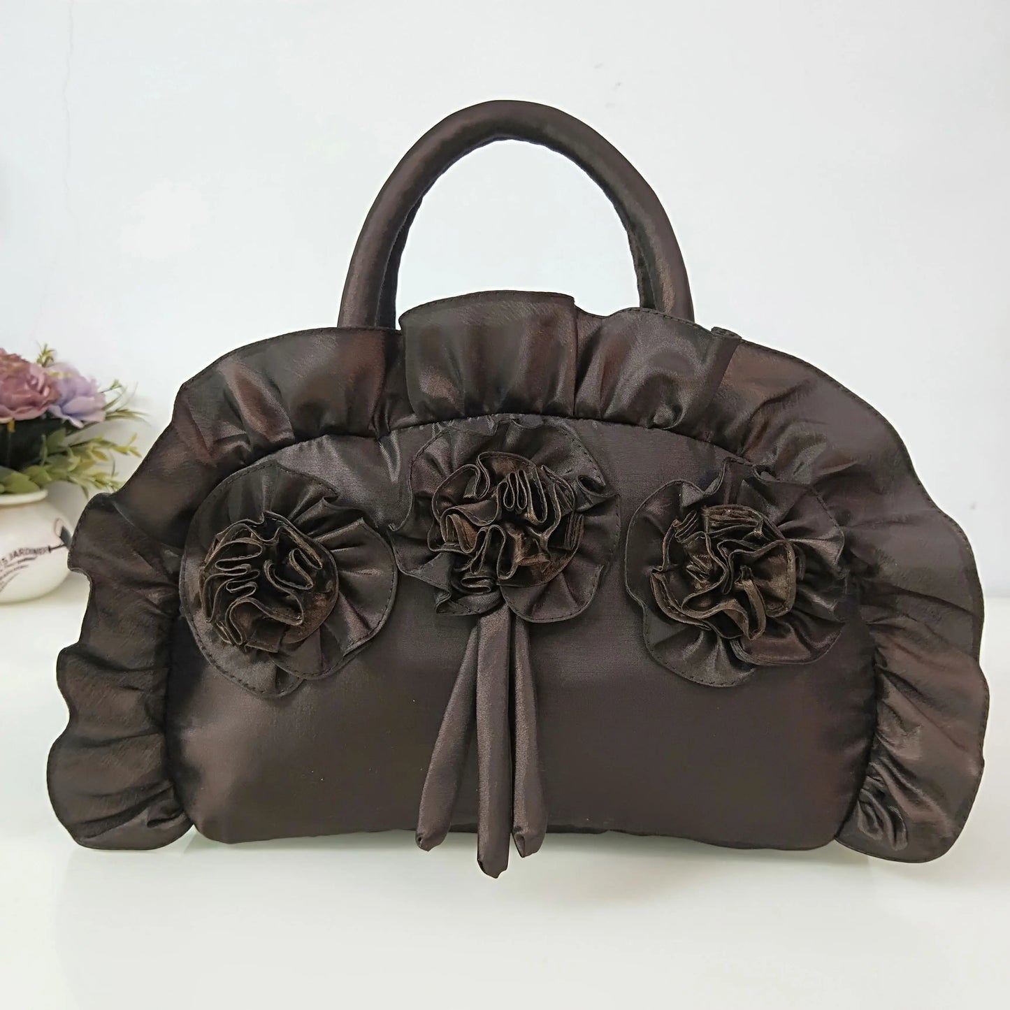 Gothic Purple Y2k Hand Bag Women New Dark Lolita Soft Chic Handle Purse Female Vintage Flower Cute Mini Bag Bolso Mujer - EUFASHIONBAGS