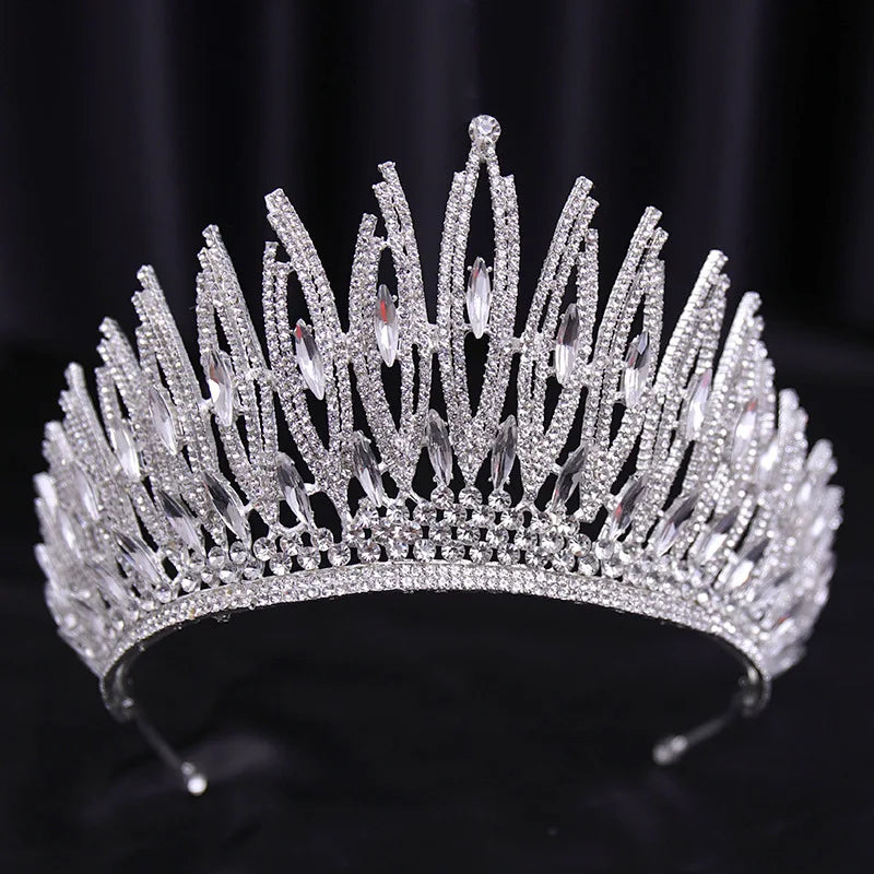 Diverse Silver Color Crystal Pearls Bridal Tiaras Crown Rhinestone Pageant Diadema Collares CZ Headband Wedding Hair Accessories - EUFASHIONBAGS