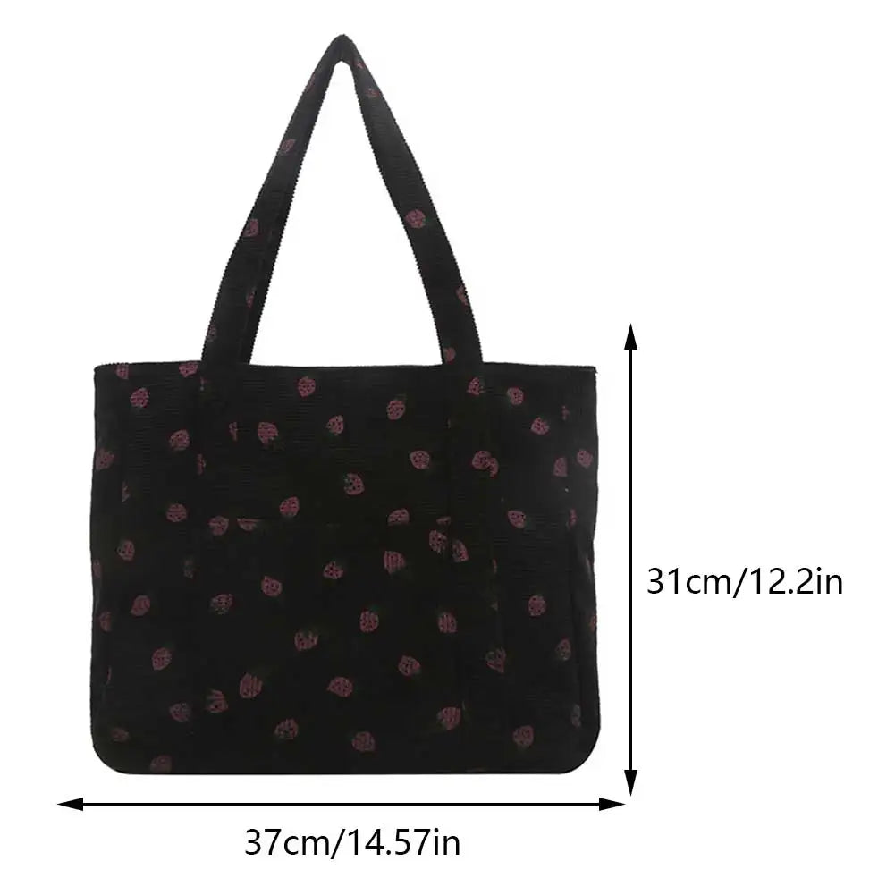 Fashion Luxury Design Handbags for Women Strawberry Shoulder Bags Casual Tote Bags Sweet Large Shopping Bag Women's Tote Bags - EUFASHIONBAGS