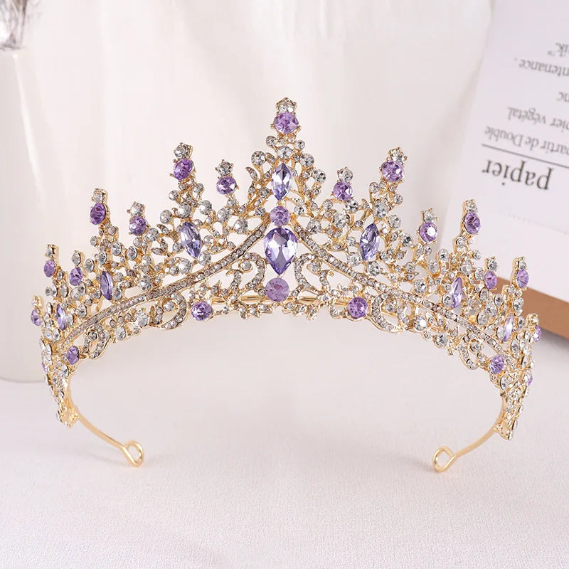 Baroque Princess Queen Opal Crystal Bridal Tiaras Crowns Luxury Elegant Headwear Diadem Wedding Hair Dress Jewelry Accessories - EUFASHIONBAGS