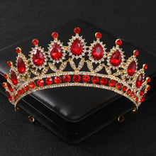 Cargar imagen en el visor de la galería, Baroque Red Crystal Tiaras And Crowns Prom Rhinestone Bridal Diadem Crown Taira For Women Wedding Hair Accessories Jewelry Crown