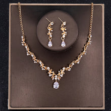 Load image into Gallery viewer, Gold Color Luxury Bridal Jewelry Sets Crystal Rhinestone Tiara Crown Necklace Earring Set Women Wedding Accessories Jewelry Set