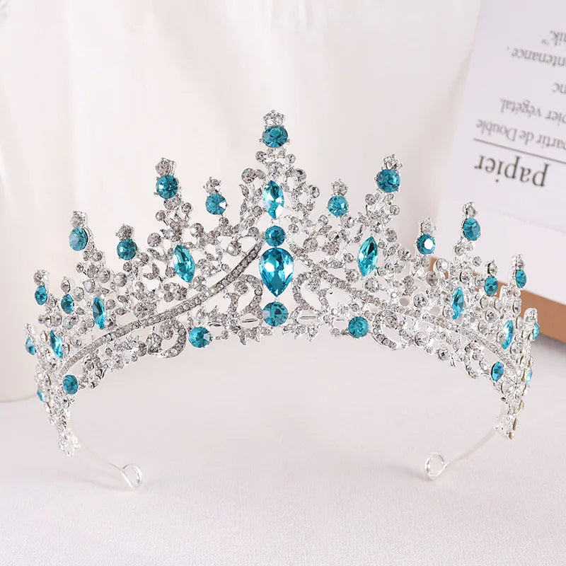 Baroque Princess Queen Opal Crystal Bridal Tiaras Crowns Luxury Elegant Headwear Diadem Wedding Hair Dress Jewelry Accessories - EUFASHIONBAGS