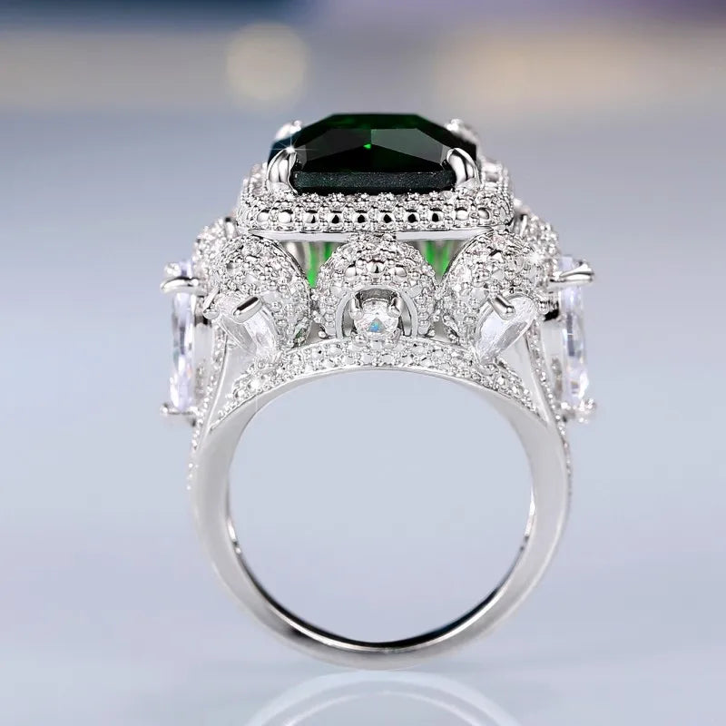 Green Cubic Zirconia Women Rings Newly Modern Design Luxury Rings Wedding Anniversary Party Ladies Jewelry Gifts - EUFASHIONBAGS