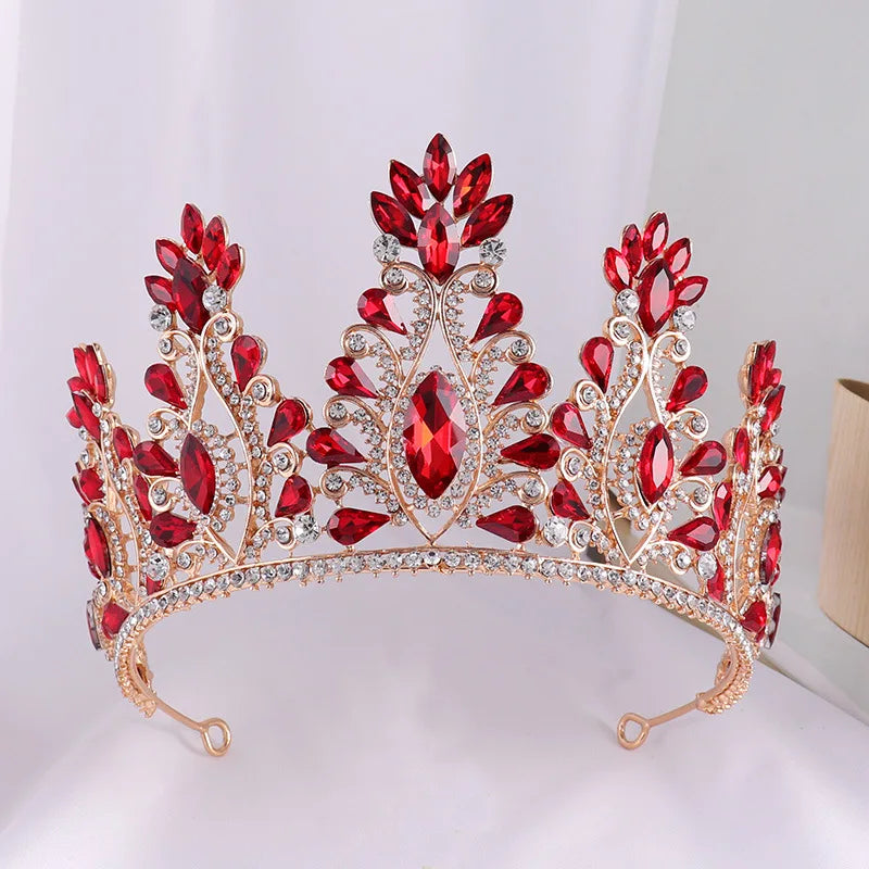 Gold AB Color Rhinestone Wedding Crown Crystal Bridal Hair Accessories Women Tiaras Baroque Headband Bride Queen Diadem Headwear - EUFASHIONBAGS