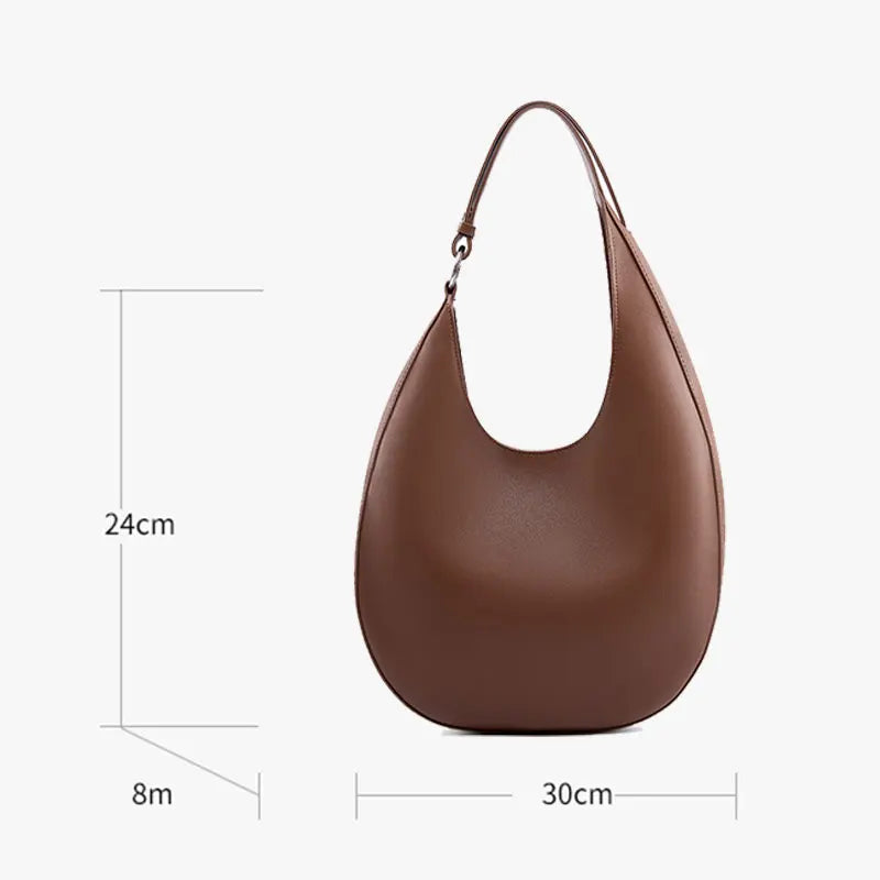 Genuine Leather Women Tote Bags Fashion Luxury Designer Women's Shoulder Bag Quality Cowhide Large Half Moon Handbags