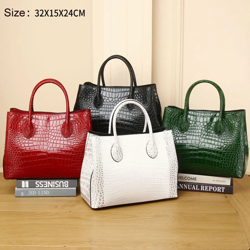 Women Genuine Leather Bag Cowhide Leather Crocodile Pattern Women's handbags Luxury Designer bags