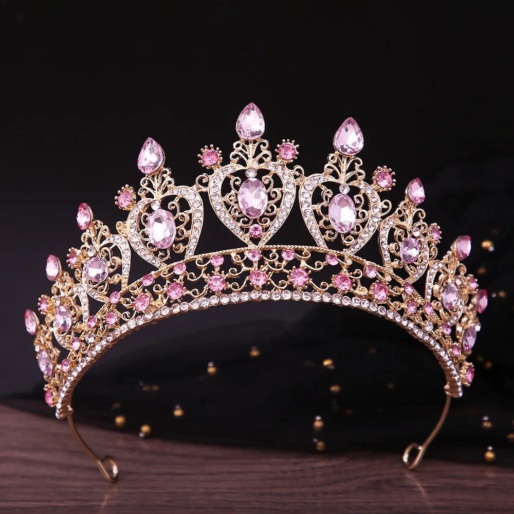 Baroque Luxury Purple Royal Queen Wedding Crown Rhinestone Crystal Bride Diadem Pageant Headdress Tiaras Hair Jewelry Accessory - EUFASHIONBAGS