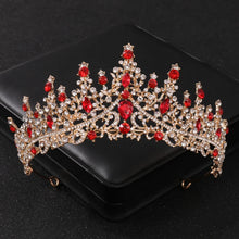 Cargar imagen en el visor de la galería, Baroque Red Crystal Tiaras And Crowns Prom Rhinestone Bridal Diadem Crown Taira For Women Wedding Hair Accessories Jewelry Crown