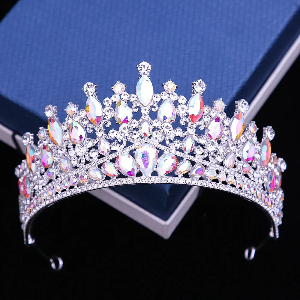 Luxury Baroque Crystal Wedding Crown With Comb Leaf Bridal Tiaras Headdress Princess Queen Diadem Dress Hair Jewelry Accessories - EUFASHIONBAGS