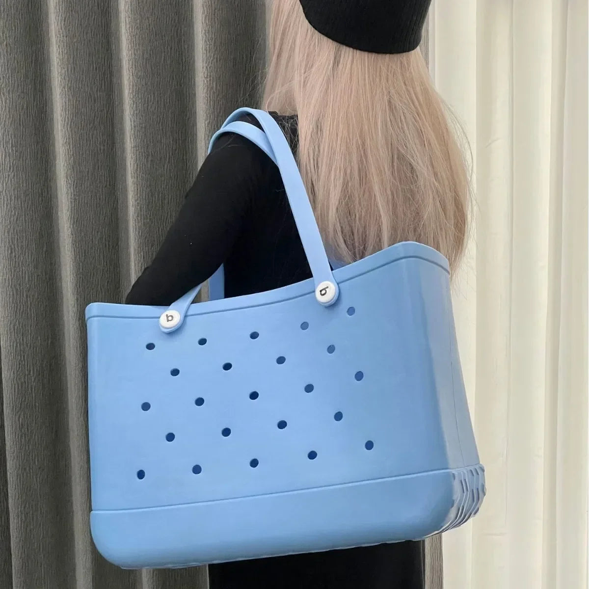 Croc Beach Tote Bag Rubber EVA Waterproof Basket Extra Large Women Shopping Shoulder Handbag Beach Jelly Sac Tote Bag Purse