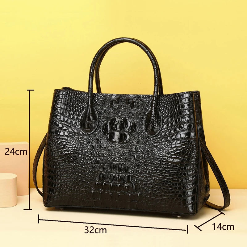 Luxury Handbag Real Cowhide Crocodile Fashion Handbag Women's Leather Women Bags Designer Handbags Quality Women's Tote - EUFASHIONBAGS