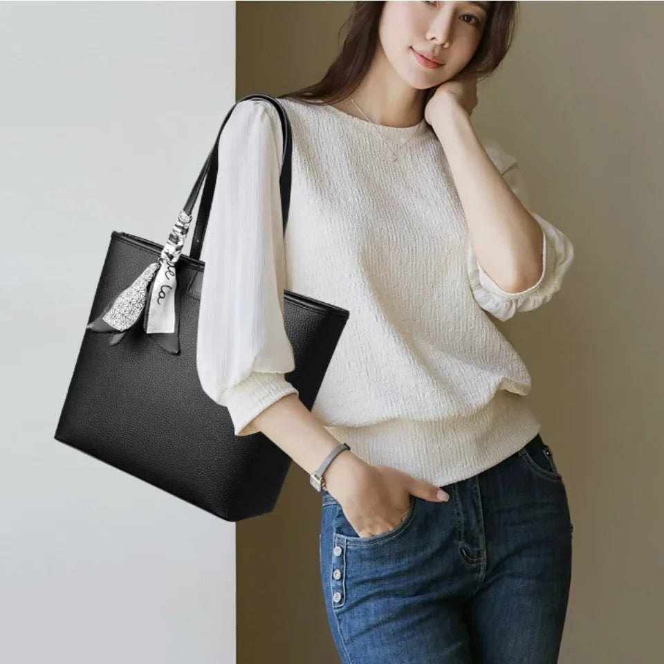 Women's Soft Leather Shoulder Bag Luxury Print Designer Handbag Ladies Casual Tote Bag Messenger Commuting Sac A Main