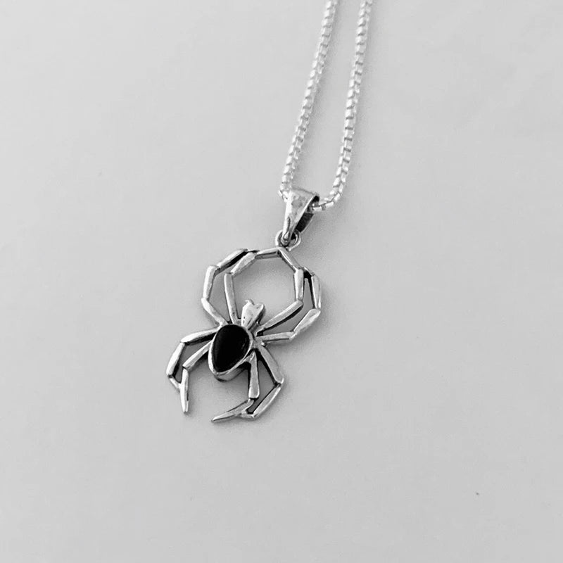 Cute Spider Animal Pendant Necklace for Girls Silver Color Chain Necklace Y2K Style Women Neck Accessories Trendy Jewelry