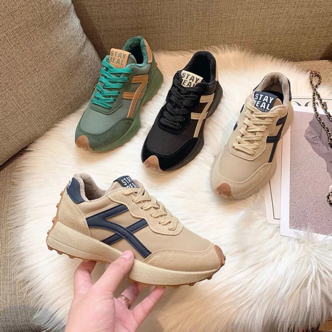 Women Sneakers Spring Leather Casual Woman Lace Up Sport Shoes Luxury Green Platform Shoes Leisure Light Anti-slip Running Shoe - EUFASHIONBAGS