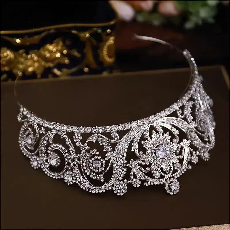 Baroque Princess Queen Cubic Zircon Bridal Crown Headwear Crystal Tiaras For Women Wedding Crowns Hair Dress Accessories Jewelry - EUFASHIONBAGS