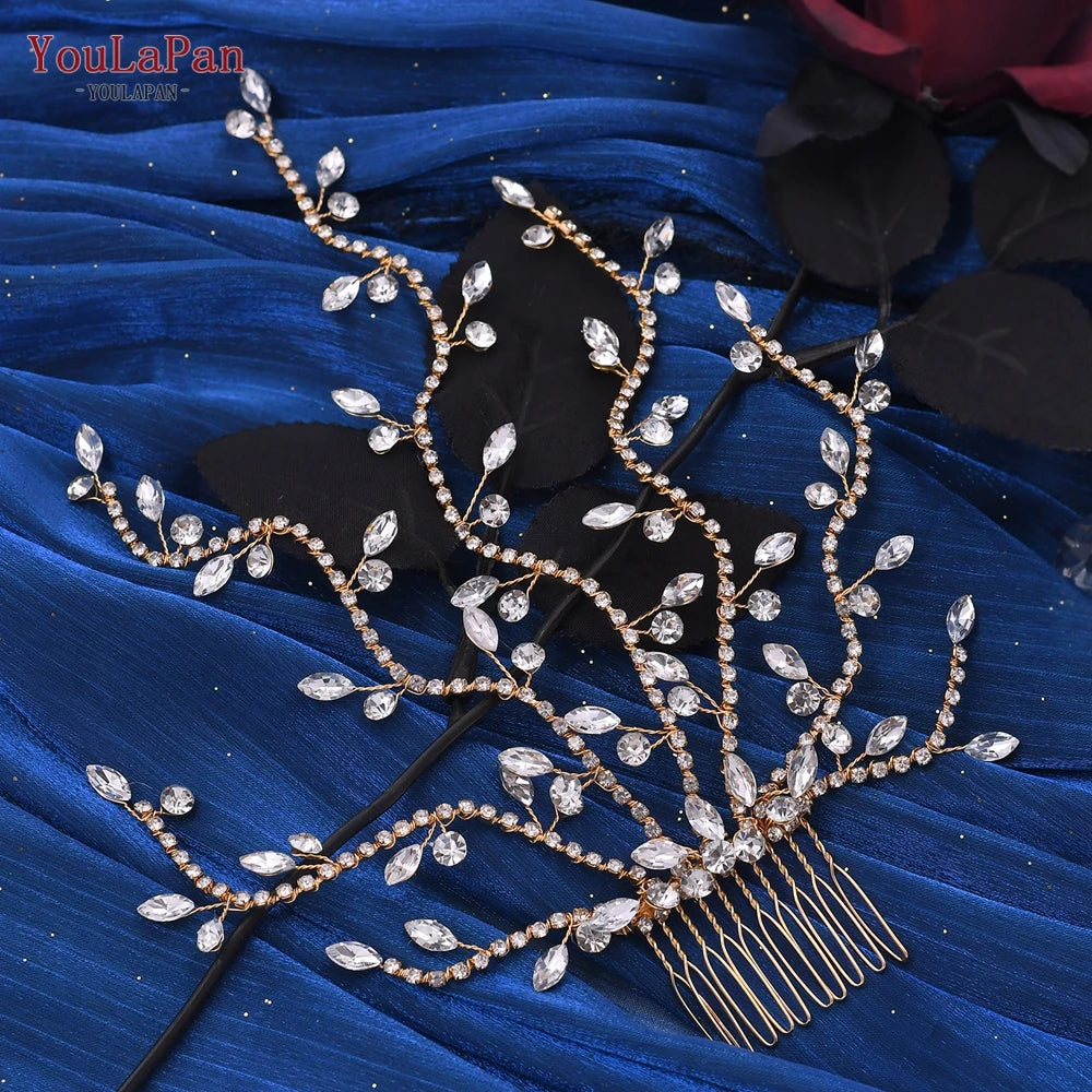 Fashion Bridal Tiara Rhinestone Wedding Head Piece Bride Side Comb Wedding Hair Accessories Women Girl Headwear - EUFASHIONBAGS