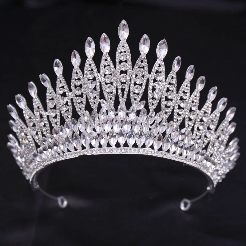 Diverse Silver Color Crystal Pearls Bridal Tiaras Crown Rhinestone Pageant Diadema Collares CZ Headband Wedding Hair Accessories - EUFASHIONBAGS