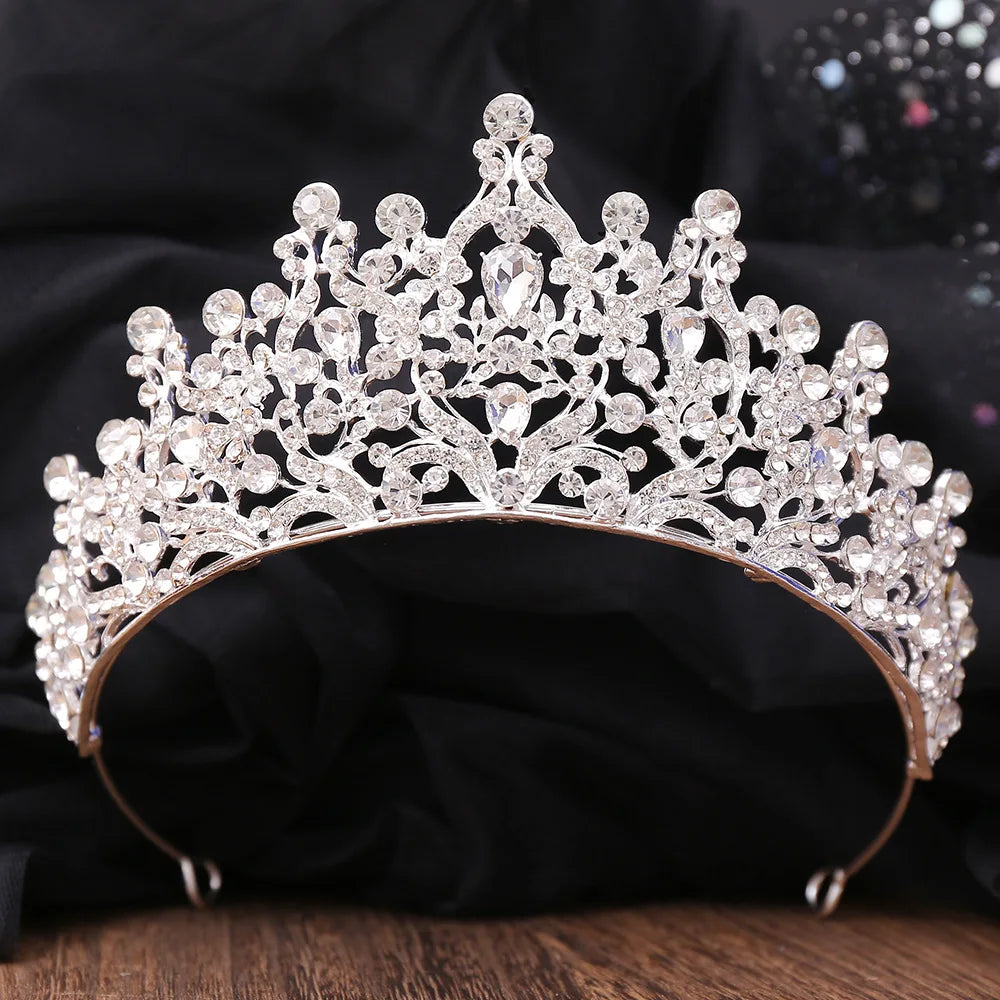 Luxury Royal Rhinestone Leaves Wedding Crown AB Color Crystal Tiaras Bridal Dress Hair Accessories Baroque Headband Queen Diadem - EUFASHIONBAGS