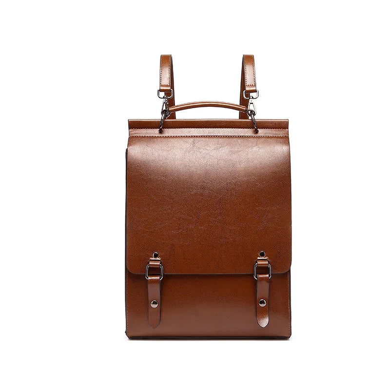 Vintage Cowhide Women Backpack England College Style School Bag Luxury Genuine Leather Shoulder Bag Student Handbags 682