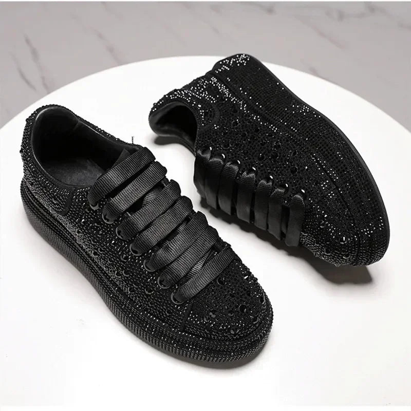 Glitter Rhinestone Luxury Platform Sneakers Shoes Women Comfort Thick Bottom Casual Footwear Female Diamond Designer Shoes Women