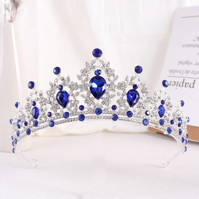 Trendy Crystal Rhinestone Tiaras Crown Wedding Hair Jewelry More Color Bridal Queen Princess Pageant Diadem Women Head Accessory - EUFASHIONBAGS