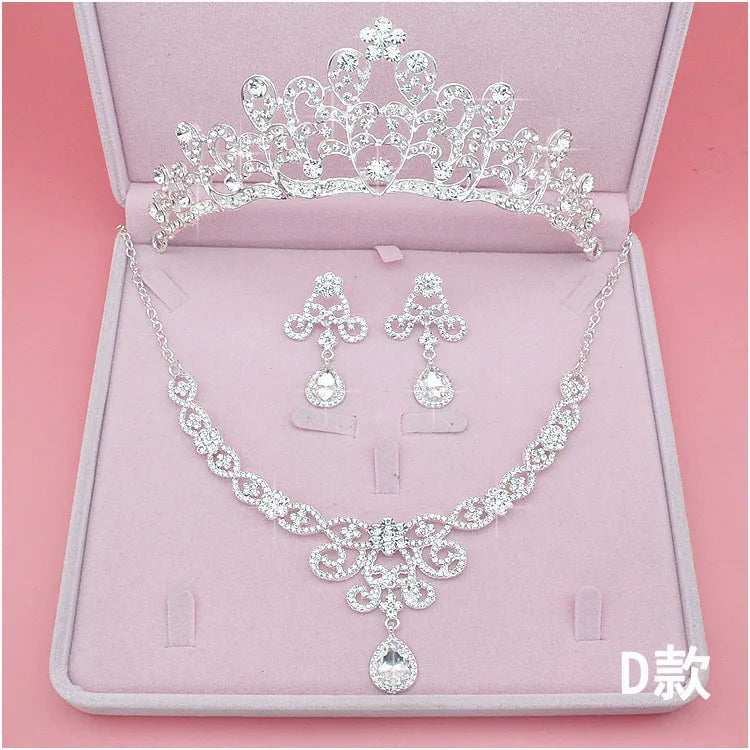 High Quality Fashion Crystal Wedding Bridal Jewelry Sets Women Bride Tiara Crowns Earring Necklace Wedding Jewelry Accessories - EUFASHIONBAGS