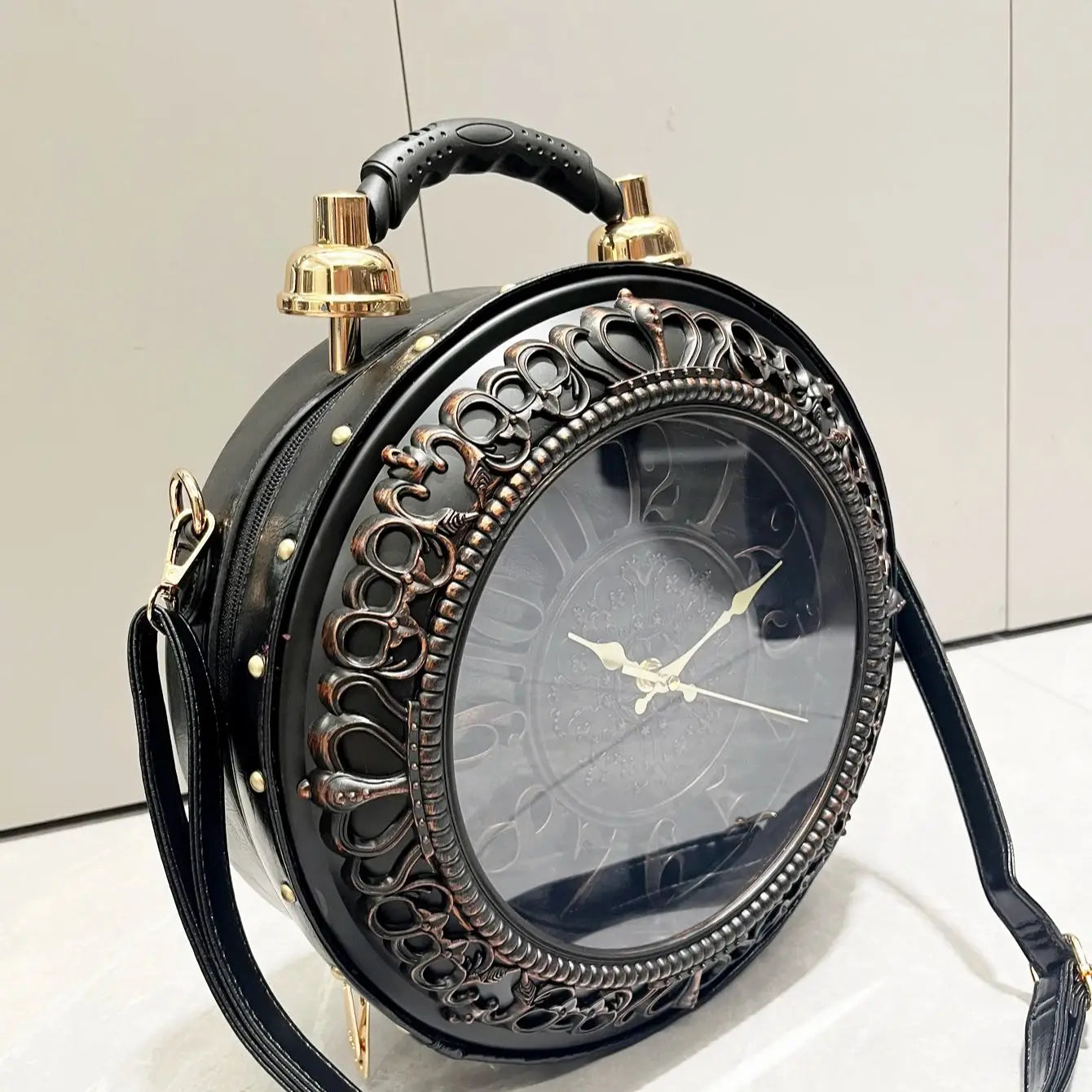 Luxury Designer Purses and Handbags Shoulder Bags funny clock-shaped bag funny Women's round bag pu leather Woman's bag