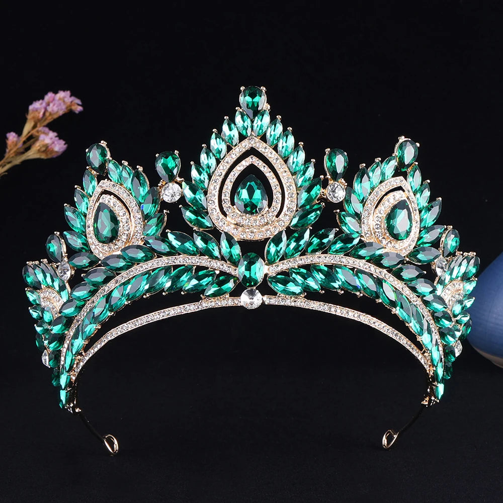 Baroque Big Forest AB Color Crysatl Bridal Tiara Crown Banquet Wedding Diadem Headband Princess Party Costume Hair Dress Jewelry - EUFASHIONBAGS