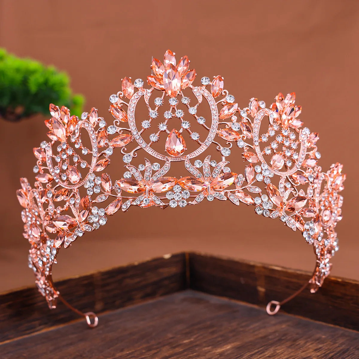 Luxury High Quality Royal Queen Pink Crystal Wedding Crown Women Rhinestone Banquet Tiara Party Costume Hair Jewelry Accessories - EUFASHIONBAGS