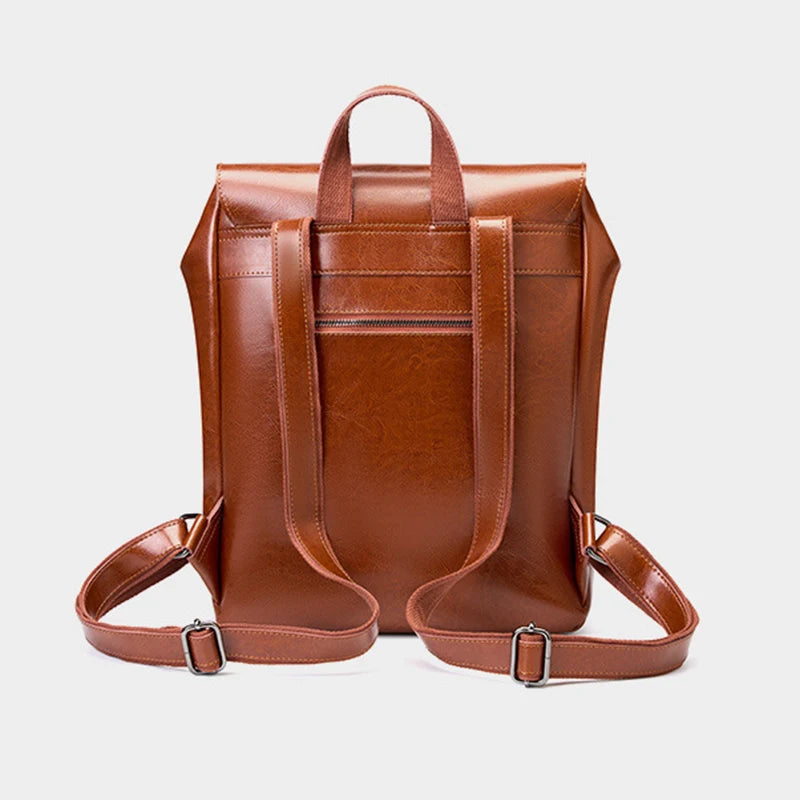 Genuine Leather Backpack for Women Vintage Preppy Style Backpacks Girls Fashion Cowhide School Bag Student Computer Bags